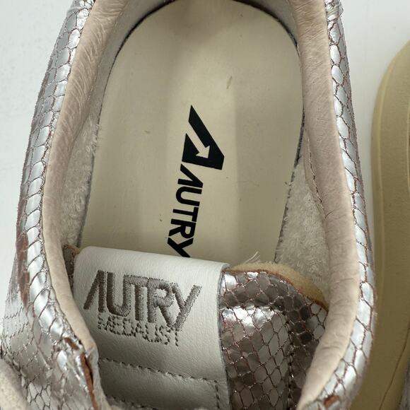 Autry Medalist Shoes SZ 41 (US 11) Sneaker Silver Metallic Snake Low Top Leather - Picture 10 of 16